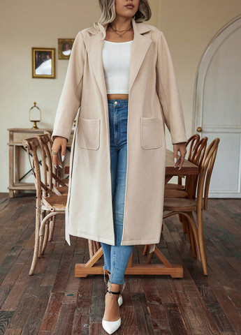 Светло-бежевое демисезонное Пальто SHEIN