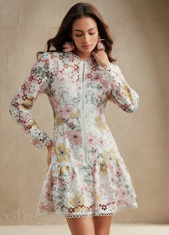 Молочна святковий сукня а-силует SHEIN з квітковим принтом