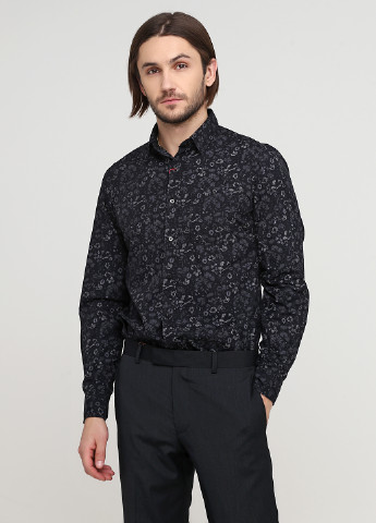 Темно-серая кэжуал рубашка с цветами S.Oliver