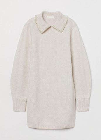 Айвори кэжуал платье платье-свитер H&M однотонное