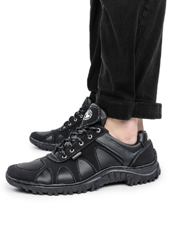 Чорні Осінні кросівки чоловічі демісезонні чорні зі шкірозамінника 1354423436 Kindzer