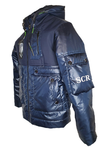 Синяя демисезонная куртка с карманом-рюкзаком No Brand Рокки