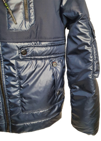Синя демісезонна куртка із карманом-рюкзаком No Brand Рокки