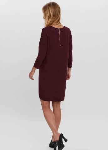 Бордовое кэжуал платье Vero Moda однотонное