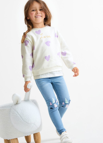 C&A світшот сердечка білий кежуал бавовна