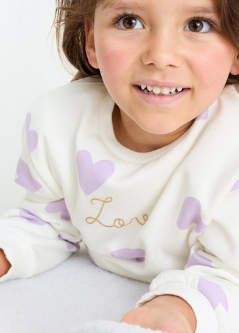 C&A світшот сердечка білий кежуал бавовна