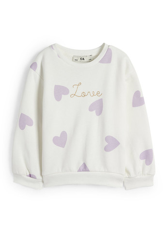 C&A світшот сердечка білий кежуал бавовна