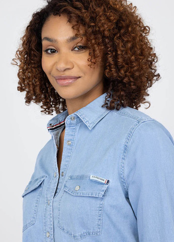 Светло-голубой джинсовая рубашка однотонная U.S. Polo Assn.