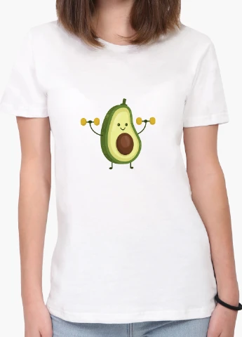 Футболка жіноча Авокадо Фітнес (Avocado Fitness) Білий (8976-1394) XXL MobiPrint - (216195099)