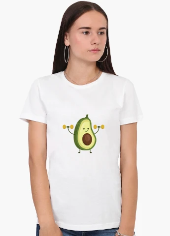Футболка жіноча Авокадо Фітнес (Avocado Fitness) Білий (8976-1394) XXL MobiPrint - (216195099)