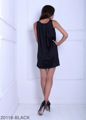 Черное кэжуал яркое и воздушное молодежное летнее платье свободного кроя karis черный Podium однотонное