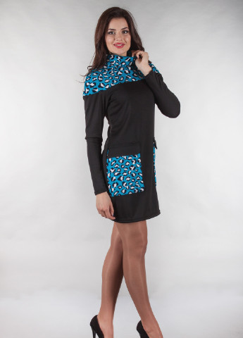 Чорна кежуал сукня з довгим рукавом Alpama з малюнком