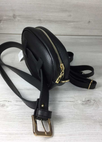 Сумка жіноча на пояс (бананка) екошкіра (wel-60206) Чорна/Синя WeLassie (253982770)