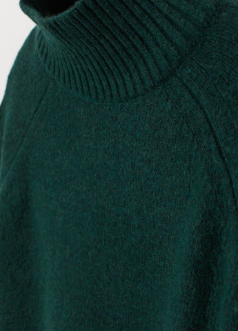 Джемпер H&M однотонный темно-зелёный кэжуал