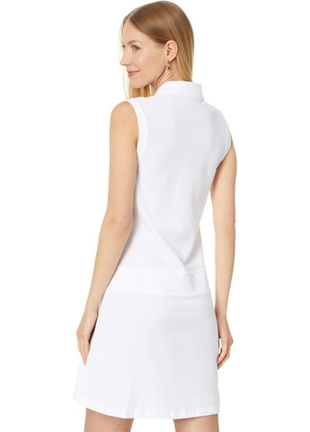 Белое спортивное платье поло, плиссированное Tommy Hilfiger с логотипом