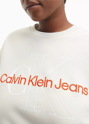 Молочный свитшот Calvin Klein логотип вышивка (298807212)