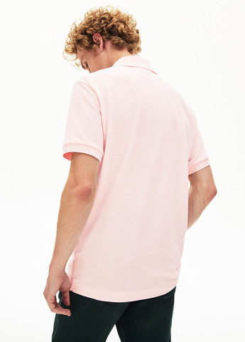 Светло-розовая футболка-поло для мужчин Lacoste однотонная