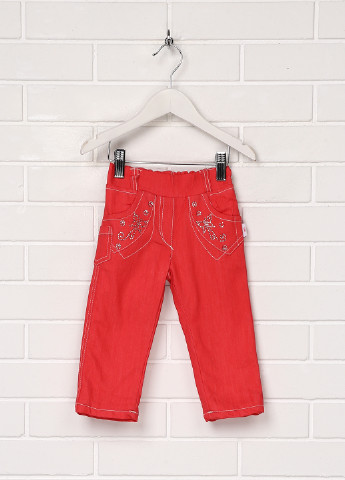 Красные джинсовые демисезонные прямые брюки NASS