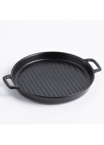 Блюдо з рифленим дном кругле 6740 22 см чорна No Brand (253544961)