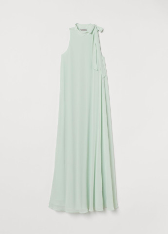 Мятное вечернее платье а-силуэт H&M однотонное