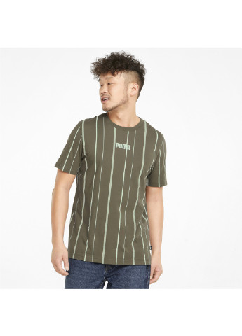 Зеленая футболка modern basics striped men's tee Puma