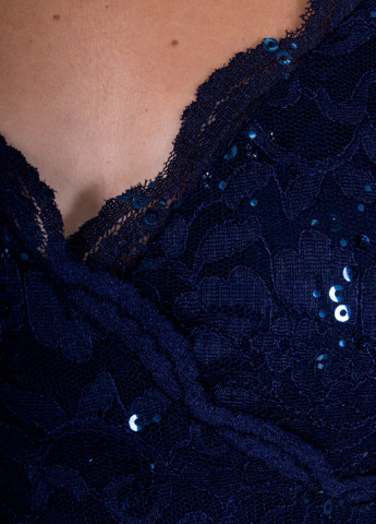 Темно-синее вечернее платье на запах, годе Jessica Wright однотонное