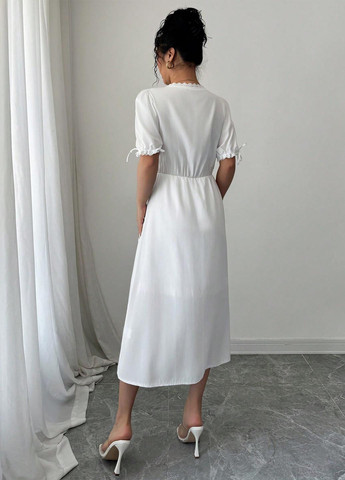 Белое праздничный, вечернее, кэжуал платье клеш SHEIN однотонное