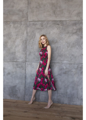 Комбінована повсякденний сукня валері кльош BYURSE з квітковим принтом