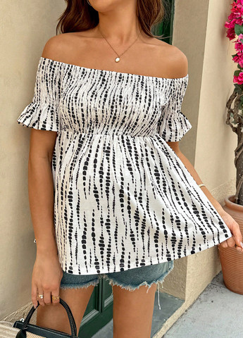 Комбинированная блуза для беременных с баской SHEIN