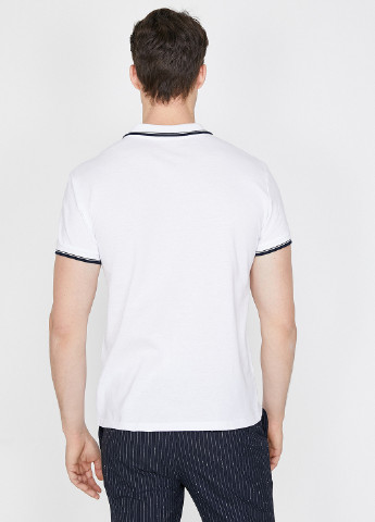 Белая футболка-поло для мужчин KOTON с геометрическим узором