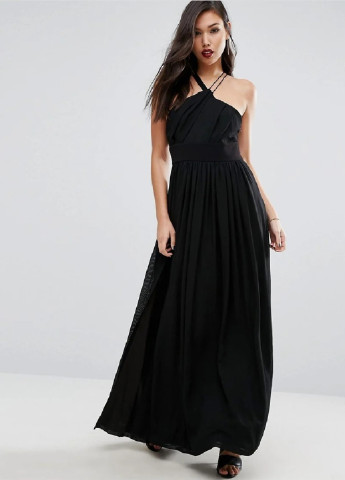 Черное вечернее платье клеш, с открытой спиной Stylestalker однотонное