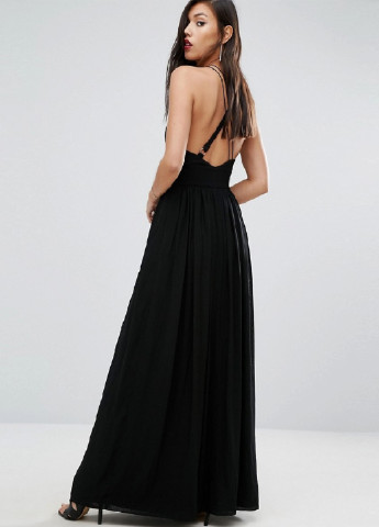 Чорна вечірня плаття, сукня кльош, з відкритою спиною Stylestalker однотонна