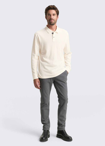 Светло-бежевая футболка-поло для мужчин Tom Tailor однотонная