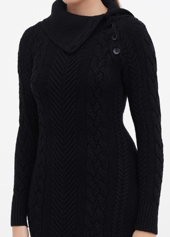 Черное кэжуал платье платье-свитер No Brand однотонное