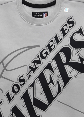 Светло-серый свитшот Hollister надпись без декора (332805219)