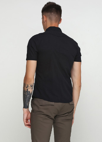 Черная кэжуал рубашка однотонная BLTD с коротким рукавом