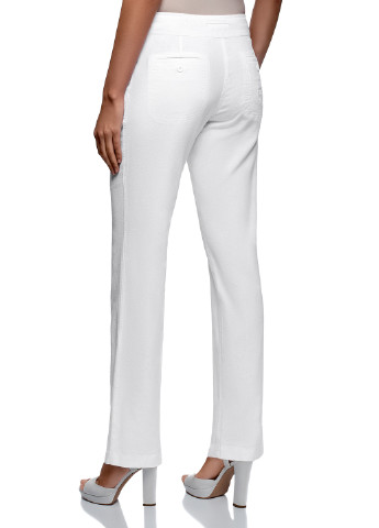 Белые кэжуал демисезонные прямые брюки Oodji