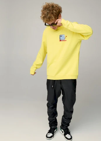 Желтый світшот чоловічий oversize /no flis/ YAPPI рисунок (254557813)