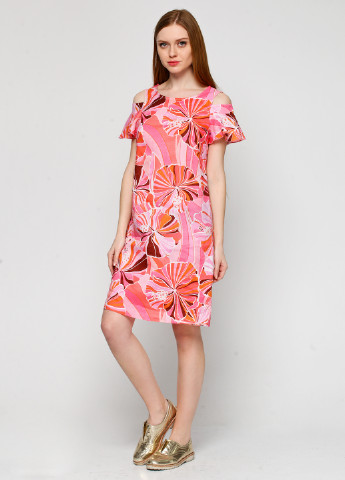 Розовое кэжуал платье Ruta-S с цветочным принтом