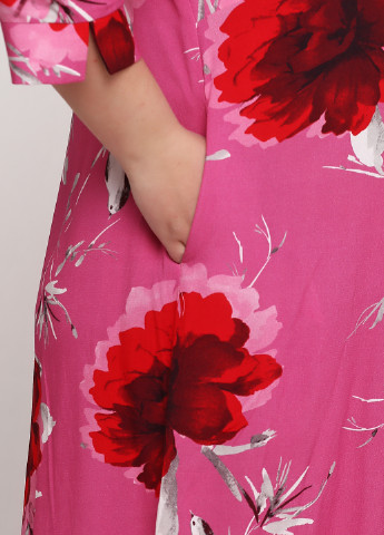 Розовое кэжуал платье а-силуэт Ciso с цветочным принтом