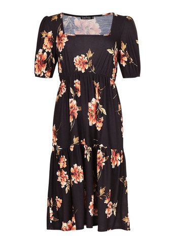 Чорна кежуал сукня Boohoo з квітковим принтом