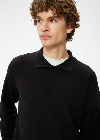 Чорний світшот KOTON однотонний без декору (362159870)