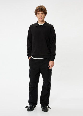 Чорний світшот KOTON однотонний без декору (362159870)