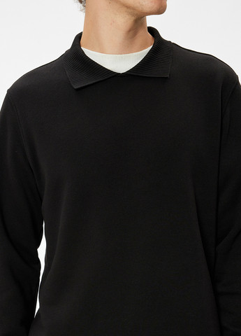 Чорний світшот KOTON однотонний без декору (362159870)