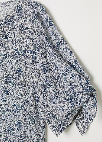 Серо-синее кэжуал платье H&M с цветочным принтом