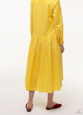 Желтое кэжуал платье рубашка LKcostume однотонное