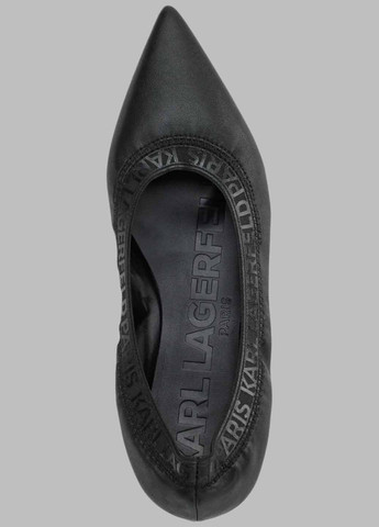 Жіночі балетки Karl Lagerfeld | чорні написи логотип штучна шкіра (366561047)