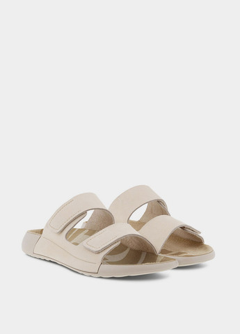 Бежевые шлепанцы Ecco с логотипом