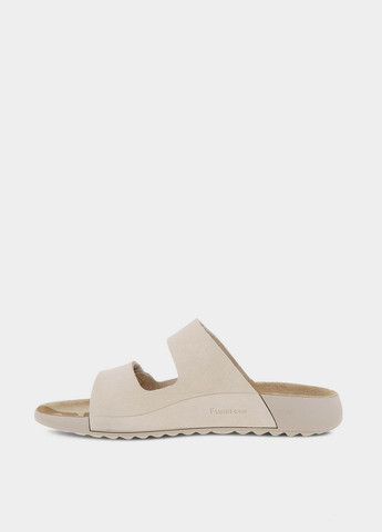 Бежевые шлепанцы Ecco с логотипом