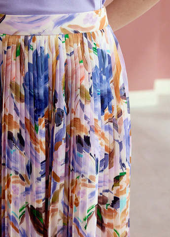 Лиловая кэжуал цветочной расцветки юбка SHEIN плиссе